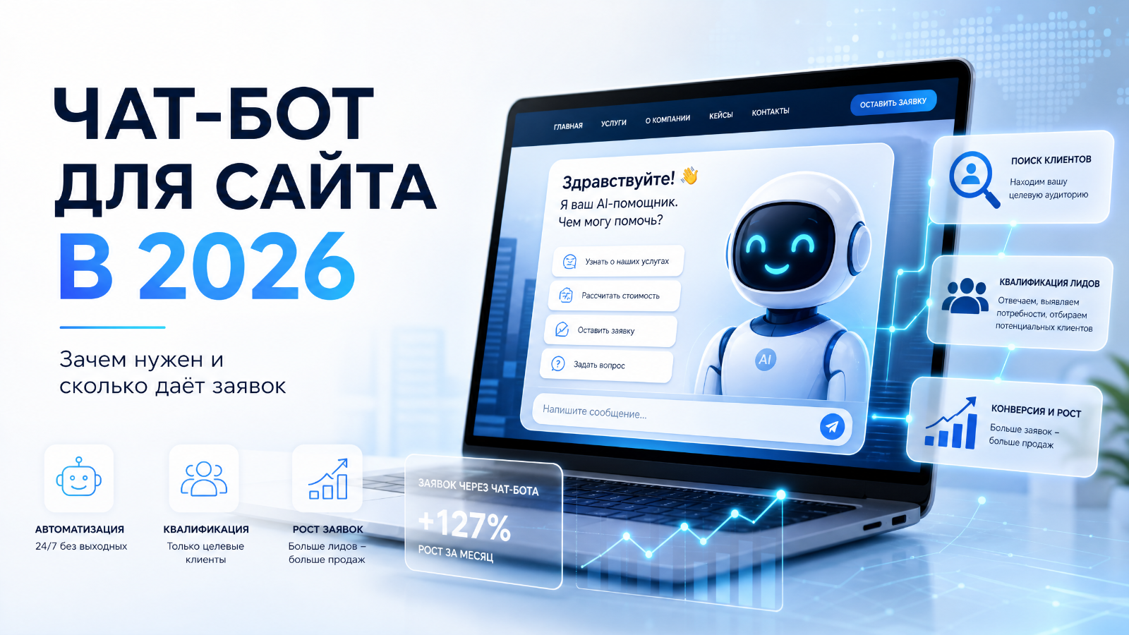 Чат-бот для сайта в 2026: зачем нужен и сколько даёт заявок