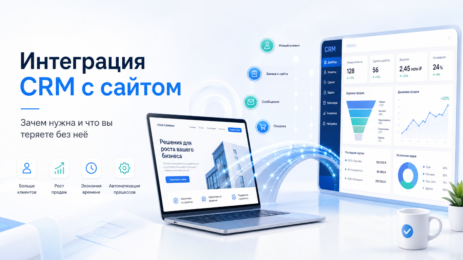 Интеграция CRM с сайтом: зачем нужна и что вы теряете без неё