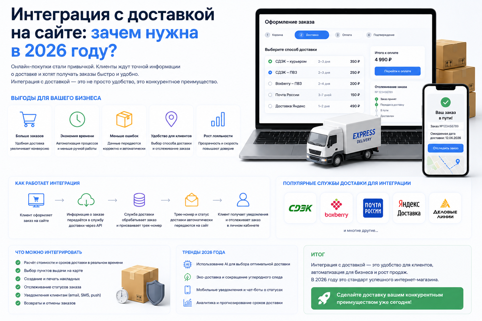 Интеграция с доставкой на сайте: зачем нужна в 2026
