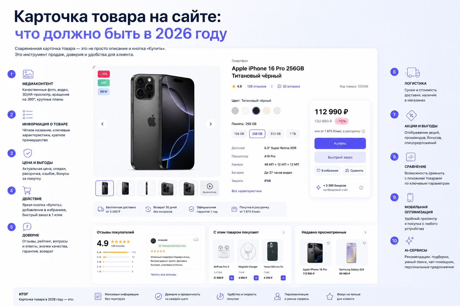 Карточка товара на сайте: что должно быть в 2026 году